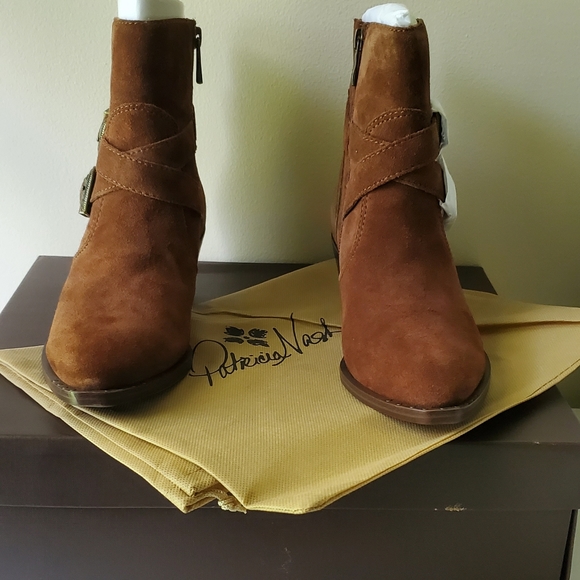 Patricia Nash Suede Brown Western Sandra Boots - Picture 2 of 9